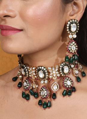 Kundan stones choker with jaipur jadau work 1
