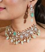 Choker with american stones and mint green accents