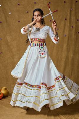 Salwar Studio White Garba Special Readymade Lehenga Choli with Dupatta 1