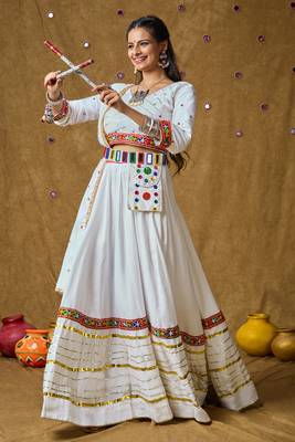 Salwar Studio White Garba Special Readymade Lehenga Choli with Dupatta 3