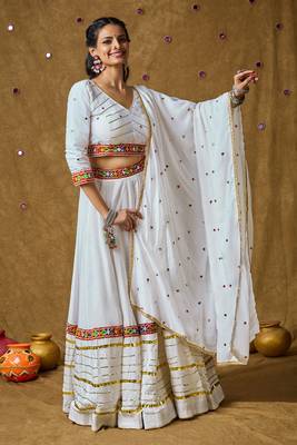 Salwar Studio White Garba Special Readymade Lehenga Choli with Dupatta 4