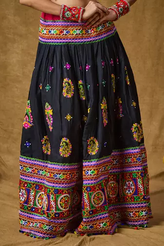 Salwar studio navy blue garba special readymade lehenga