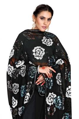 Black embroidered georgette saree with blouse 2
