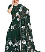 Green embroidered georgette saree with blouse