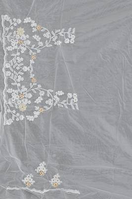 Grey embroidered net saree with blouse 3
