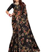 Black embroidered organza saree with blouse