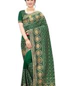 Green embroidered art silk saree with blouse