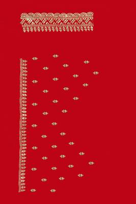 Red embroidered art silk saree with blouse 3
