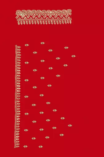 Red embroidered art silk saree with blouse