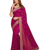 Pink embroidered art silk saree with blouse