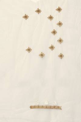 Off white embroidered net saree with blouse 4
