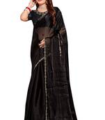 Black embroidered art silk saree with blouse