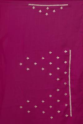 Pink embroidered art silk saree with blouse 4