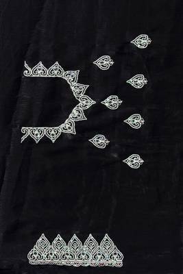 Black embroidered art silk saree with blouse 3
