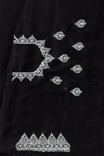 Black embroidered art silk saree with blouse