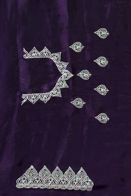 Purple embroidered art silk saree with blouse 3