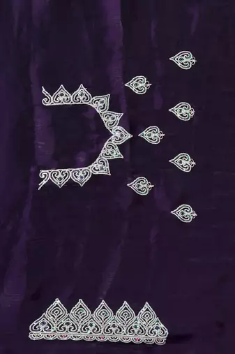 Purple embroidered art silk saree with blouse