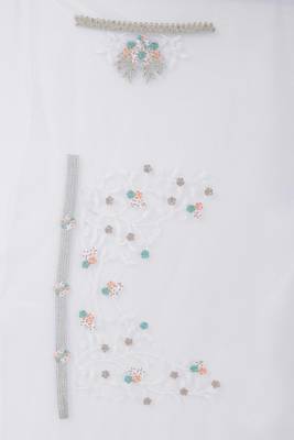 White embroidered net saree with blouse 3