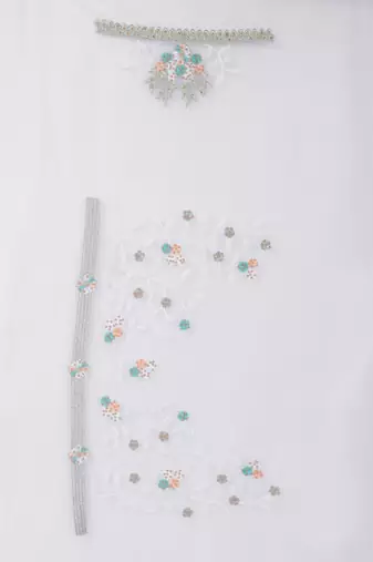 White embroidered net saree with blouse