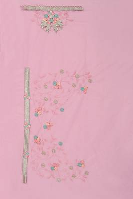 Pink embroidered net saree with blouse 3