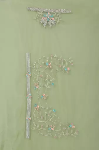 Green embroidered net saree with blouse