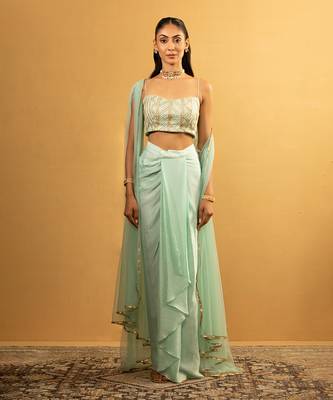 Ice blue dhoti set 1