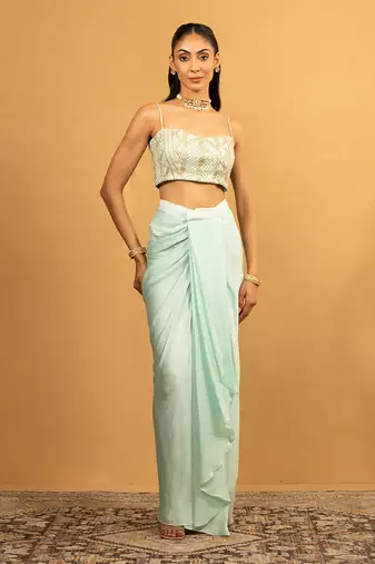 Ice blue dhoti set