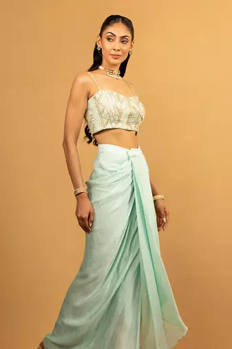 Ice blue dhoti set