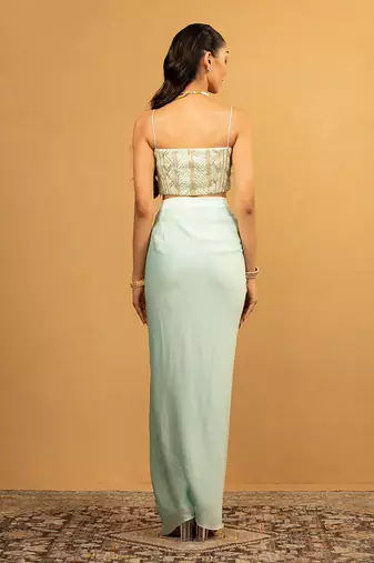 Ice blue dhoti set