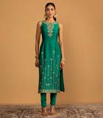 Bottle green kurta set