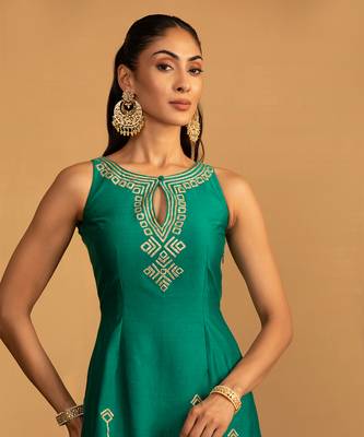 Bottle green kurta set 2