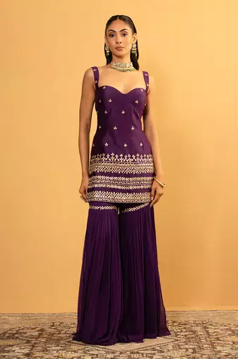 Purple sharara set