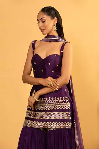 Purple sharara set
