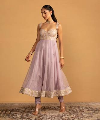 Lilac anarkali set 3