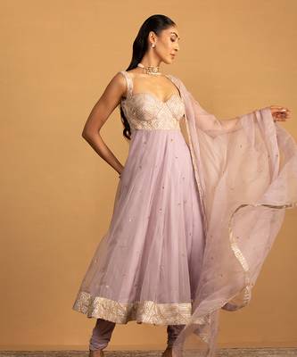Lilac anarkali set 4