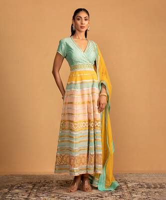 Aqua multicolour anarkali set 1