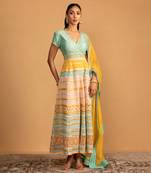 Aqua multicolour anarkali set