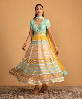 Aqua multicolour anarkali set 2