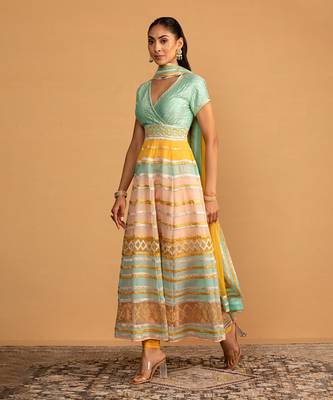 Aqua multicolour anarkali set 3