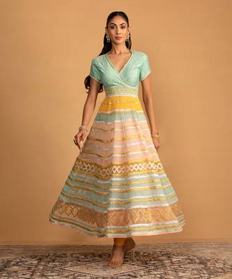 Aqua multicolour anarkali set 4