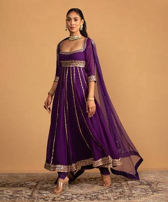 Purple anarkali set 1