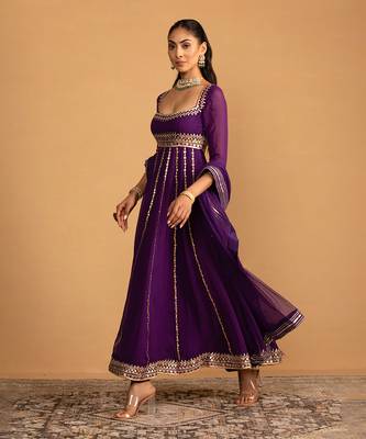 Purple anarkali set 3