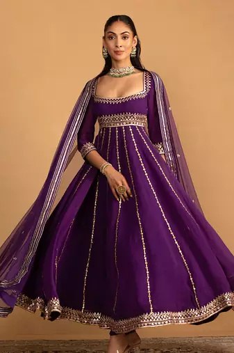 Purple anarkali set