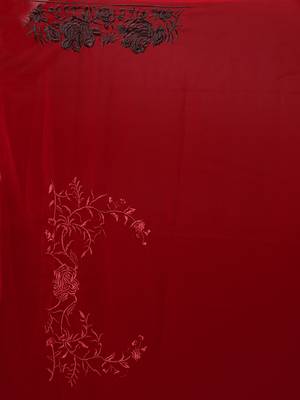 Maroon embroidered georgette saree with blouse 3