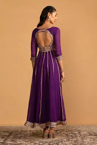 Purple anarkali set