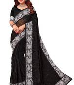 Black embroidered georgette saree with blouse