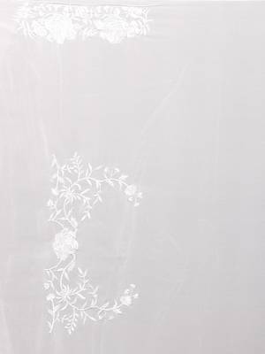 White embroidered georgette saree with blouse 3