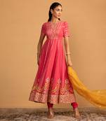 Peach pink anarkali set