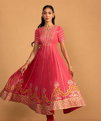 Peach pink anarkali set 4