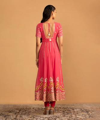 Peach pink anarkali set 5